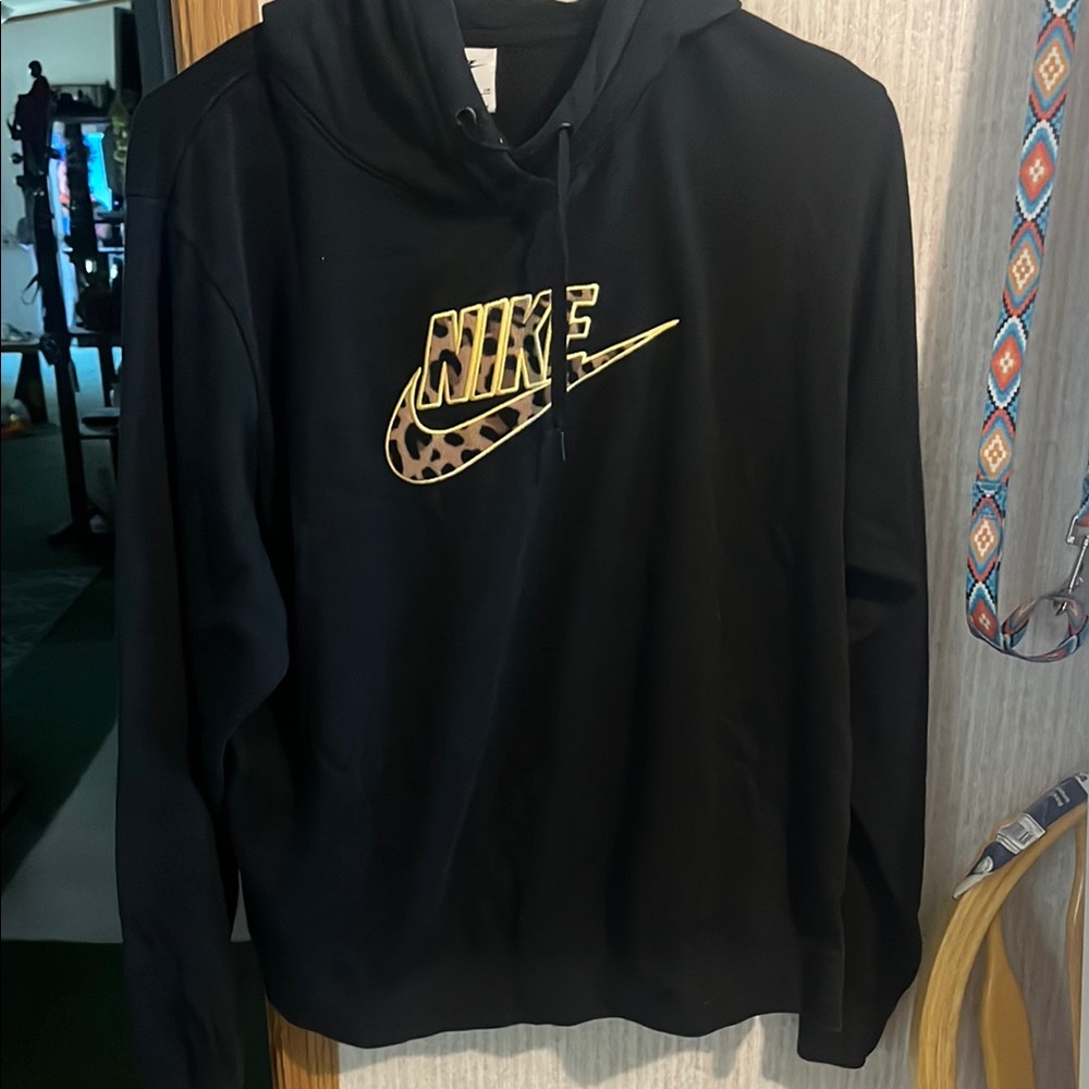 Nike Black Hoodie with Gold Logo